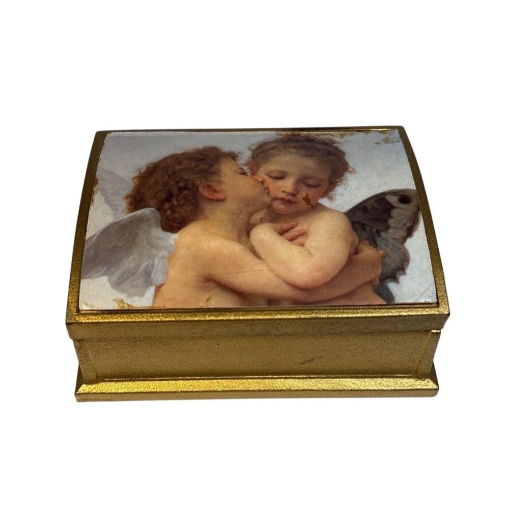 Tirinnanzi Firenze Jewelry Box Angel Themed Gold Painted Italy